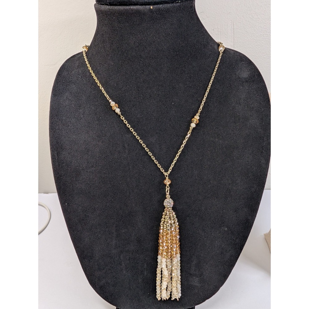 Loft Elegant Gold‎ Beaded Tassel Necklace